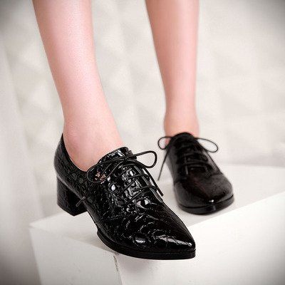 英伦2014春秋季新款小尖头软皮单鞋女时尚中