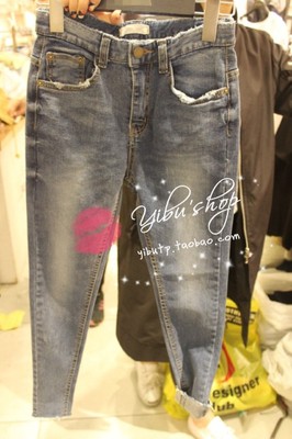 ◤伊布◢ 韩国 东大春款代购 做旧破洞磨边毛边