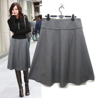 2015春季新款女式半身裙 中长款大码纯色A字