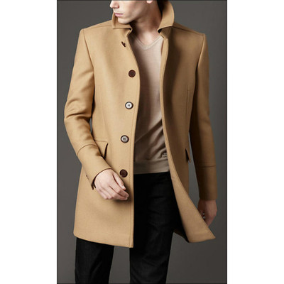 欧美外贸定制英伦男士中长款羊绒羊毛呢子大衣