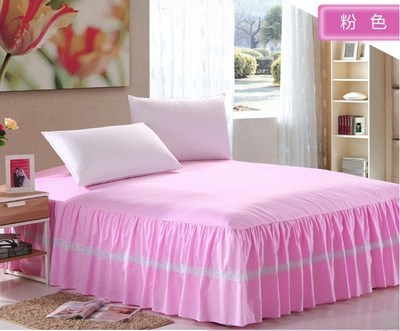 粉色全棉床罩床裙纯棉纯色床单1.5 1.8 2.2米2