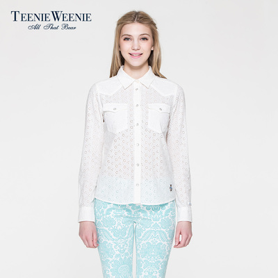 Teenie Weenie小熊专柜正品女装纯色休闲衬衫