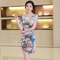 玖零依生包臀桑蚕丝印花连衣裙大牌2015韩版