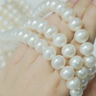 10-11白色圆天然淡水大珍珠 DIY项链手链手工