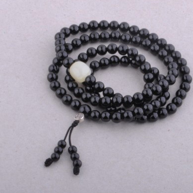 天然水晶饰品\/晶生晶世\/专柜正品\/黑碧玺佛珠+