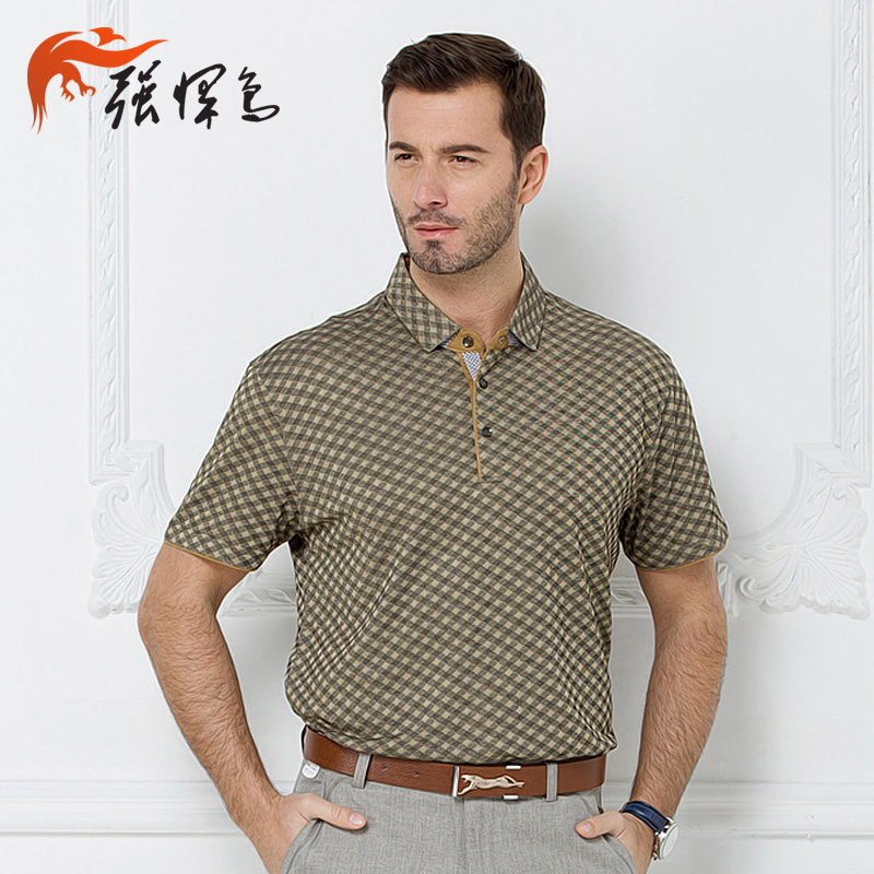 强悍鸟中年男士短袖T桖夏装体血衫男爸爸装中