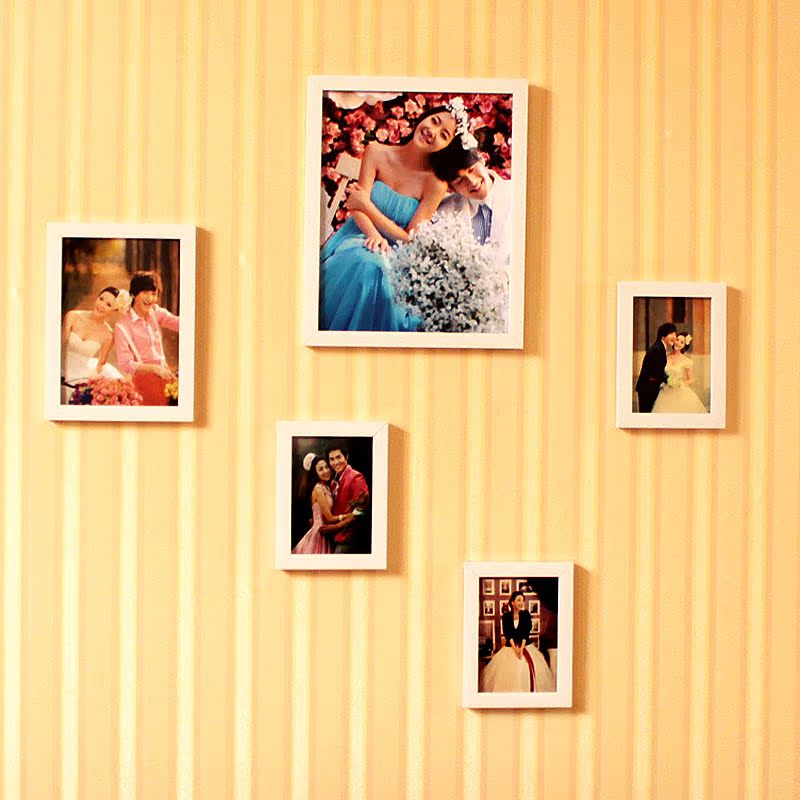 一面墙 客厅 卧室 5个相框 创意组合 相片墙 照片墙 欧式 相框墙