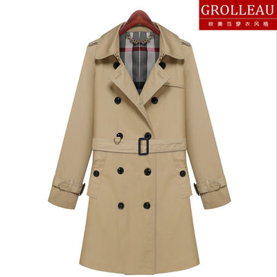 欧美大牌2015春季风衣女外套春秋薄经典新款