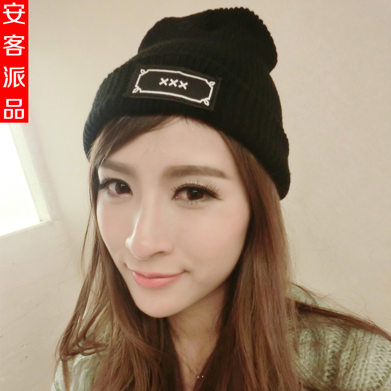 2015秋冬新款XXX字母复古毛线帽子韩版时尚