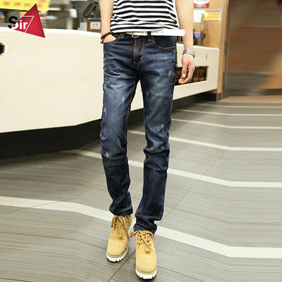 sir7男士牛仔裤韩版潮男裤子小脚裤紧身裤修身